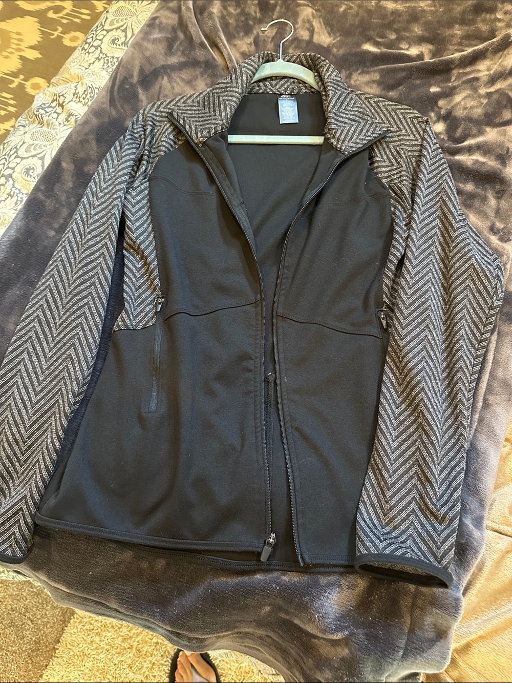 C9 by Champion Black Utility Jacket with Gray Herringbone Sleeves